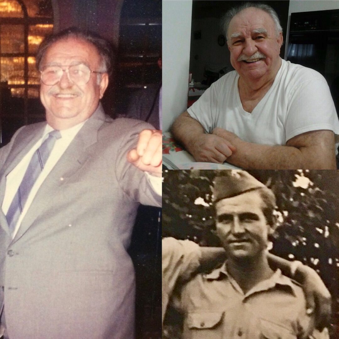 A photo of a man in a suit and a picture of a man with a mustache.