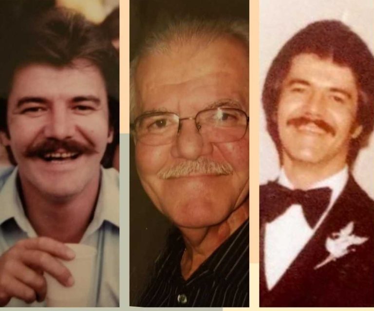 Three men with mustaches and tuxedos.