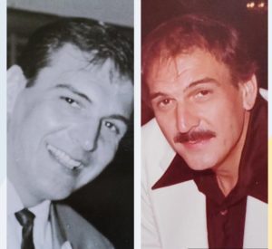 Two photos of a man with a moustache and a mustache.