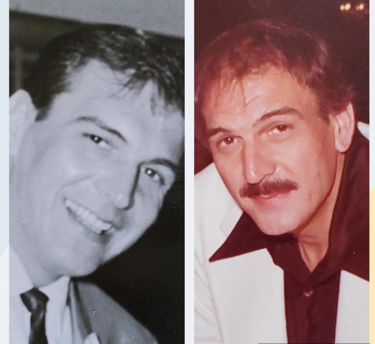 Two photos of a man with a moustache and a mustache.