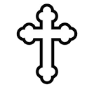 A black and white cross on a white background.
