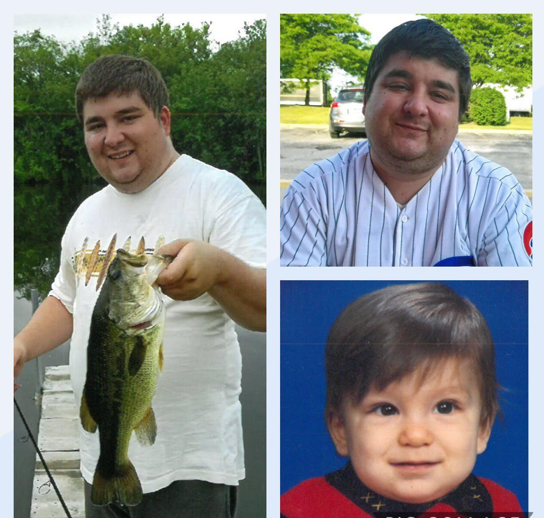 Three pictures of a boy holding a fish and a man holding a fish.