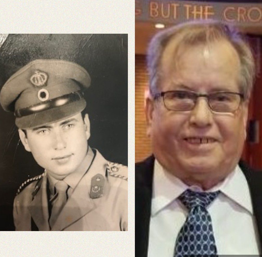 A photo of a man in a military uniform and a photo of a man in a suit.