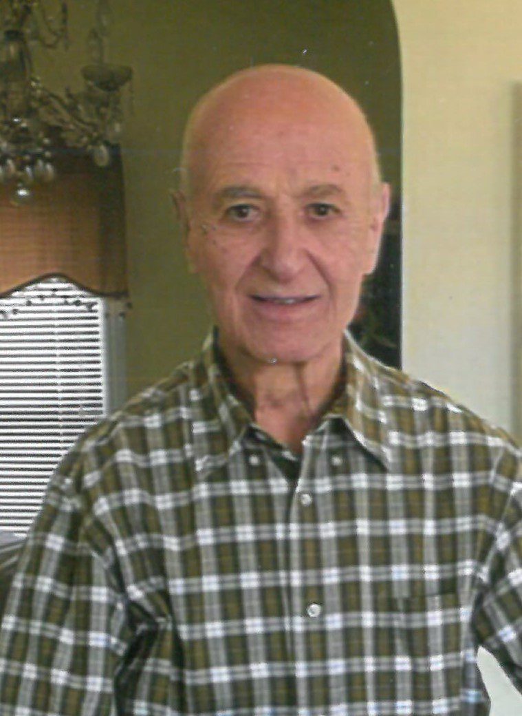 A man in a plaid shirt standing in front of a mirror.