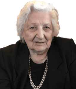 An old woman with white hairs and a white background