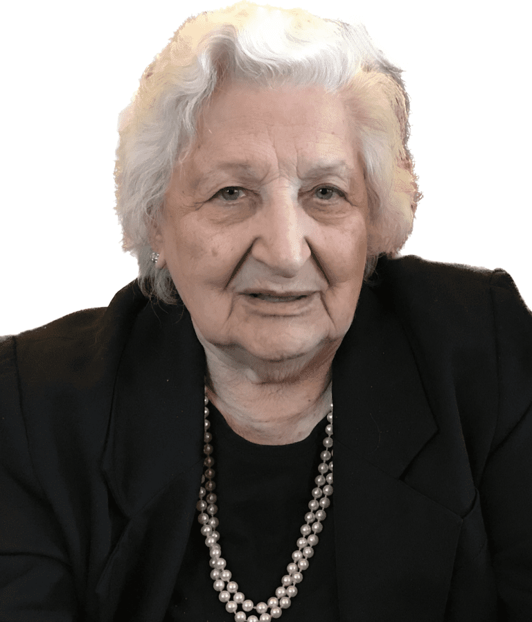 An old woman with white hairs and a white background
