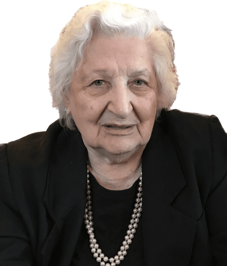 An old woman with white hairs and a white background