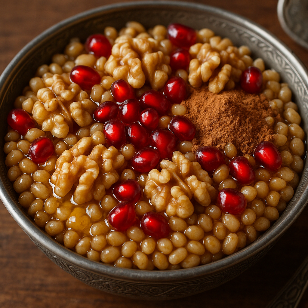 Koliva wheat berries with honey and pomegranate for memorial